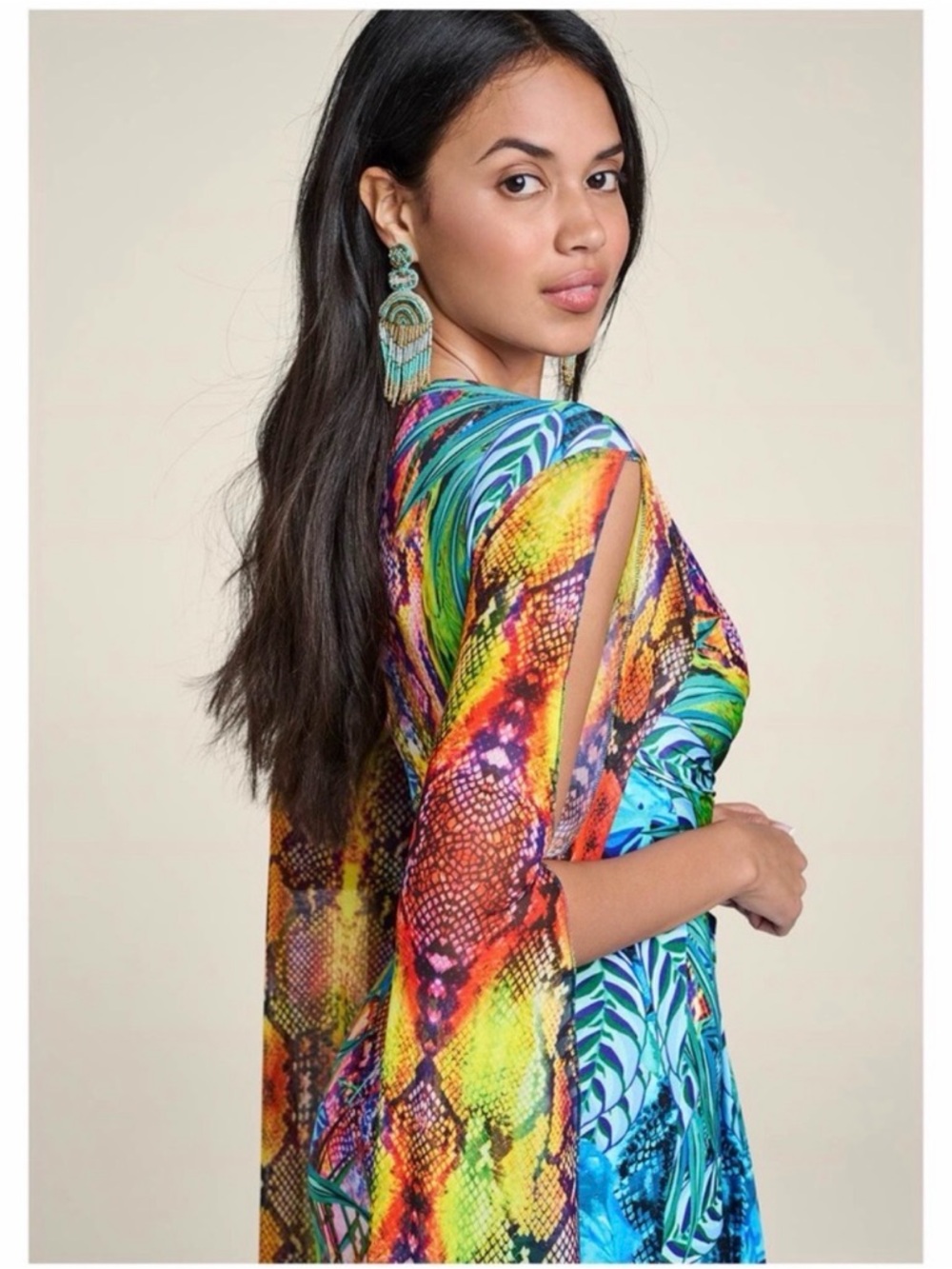 NWOT VENUS Tropical Print Dress with Fun Sleeves - Picture 4 of 16